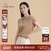 海尔曼斯26支2股粗纺羊毛针织衫 短袖 修饰手臂显瘦气质D4903D41