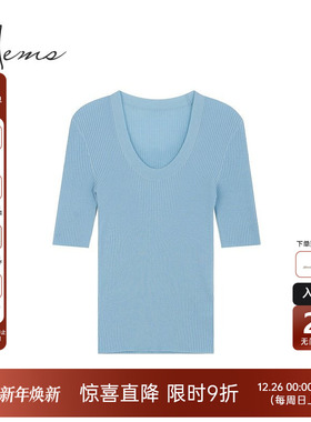 海尔曼斯25春100%棉羊毛针织衫T恤薄款风百搭通勤基础D5903C44