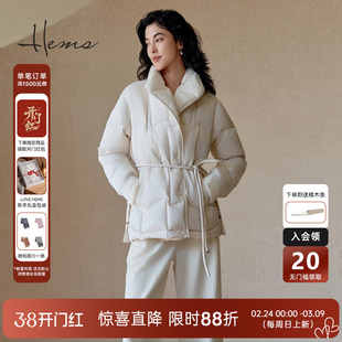 海尔曼斯门店同款鹅绒羽绒服收腰一手长翻领提花肌理面料246V3B81