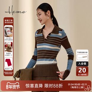 【门店同款】海尔曼斯美丽诺羊毛撞色套头针织巴素兰工艺240F8D41
