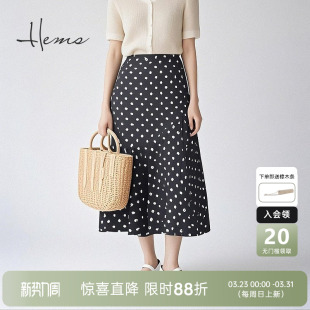 显瘦鱼尾波点长半裙D1601C84 高腰A字版 海尔曼斯夏季 新品