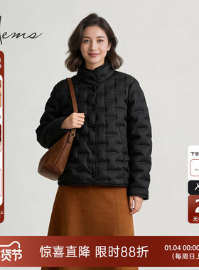 海尔曼斯25冬季新品轻量蓬松新年复古小立领鹅绒羽绒服女246V5B81
