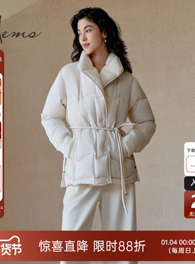 海尔曼斯门店同款鹅绒羽绒服收腰一手长翻领提花肌理面料246V3B81