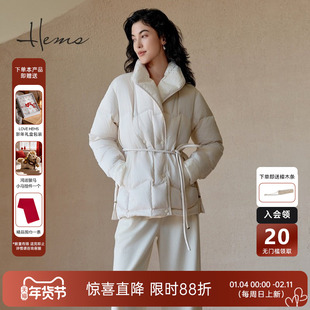 海尔曼斯门店同款鹅绒羽绒服收腰一手长翻领提花肌理面料246V3B81