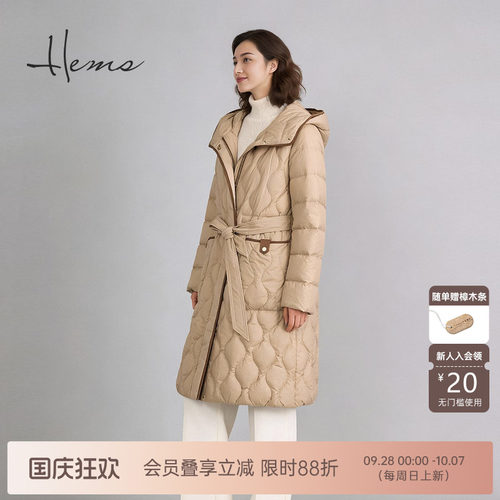 海尔曼斯25冬季新品精英衣橱轻量保暖老钱风鹅绒羽绒服女236H8B82