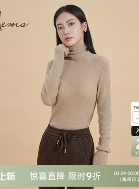 海尔曼斯26支单股拼金银丝羊绒针织衫高领亮片纯色亲肤D4937D7E