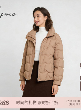 海尔曼斯25冬季新品小立领新年泡芙蓬松轻量踏雪羽绒服女256A5B82