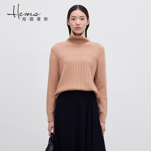 针织衫 高领毛衣 羊绒衫 两翻领长袖 门店同款 海尔曼斯女士冬季