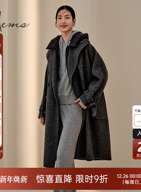 海尔曼斯门店同款羊毛骆驼毛骆驼绒混纺毛呢可脱卸两件套246Y2B91