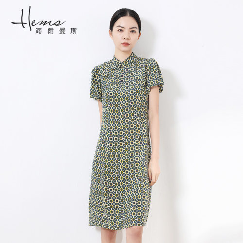 海尔曼斯旗袍风桑蚕丝连衣裙