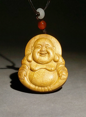 原创设计金丝楠木弥勒佛吊坠男女