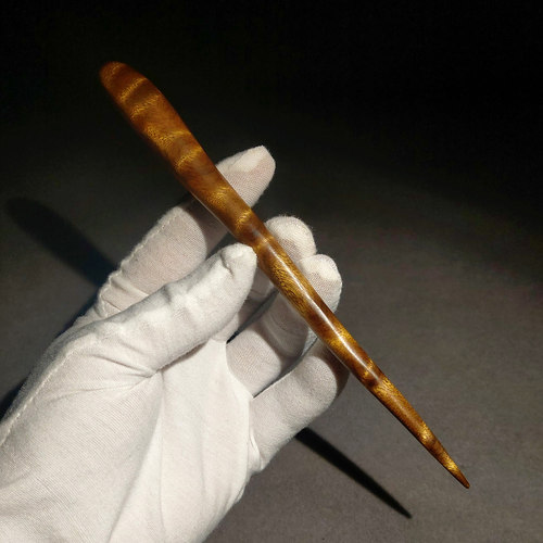 纯手工金丝楠木水波纹一字型发簪