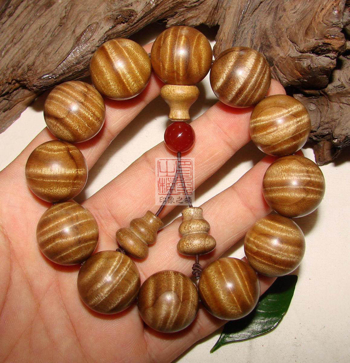 正宗四川金丝楠木手串满水波纹老料佛珠手链现代桢楠手串男女20