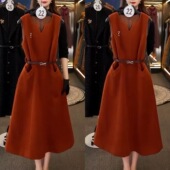 轻奢洋气贵夫人纯色背心裙女2025冬季 新款 气质减龄显瘦遮肉A字裙