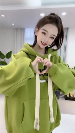 今年流行漂亮连帽卫衣女秋冬2025新款爆款宽松慵懒风加绒长袖上衣