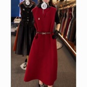 高档气质名媛纯色加厚背心裙2026春冬新款 轻奢洋气收腰显瘦A字裙