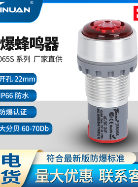 JS8065S防爆蜂鸣器声光报警灯22mm防腐防水IP66防尘频闪声光同步