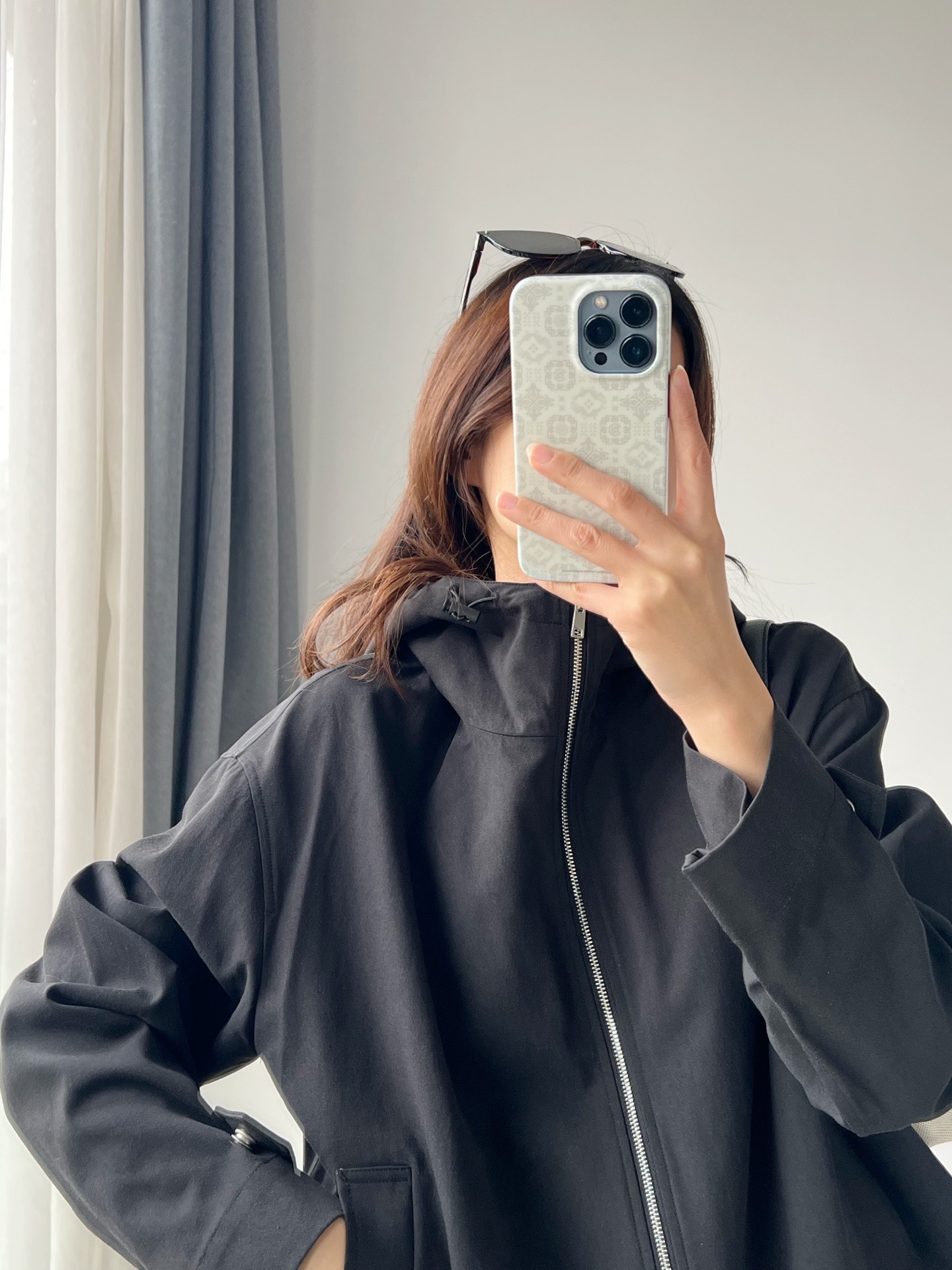 ponkey 气质通勤～小禾百搭连帽式拉链小廓形风衣夹克短款外套