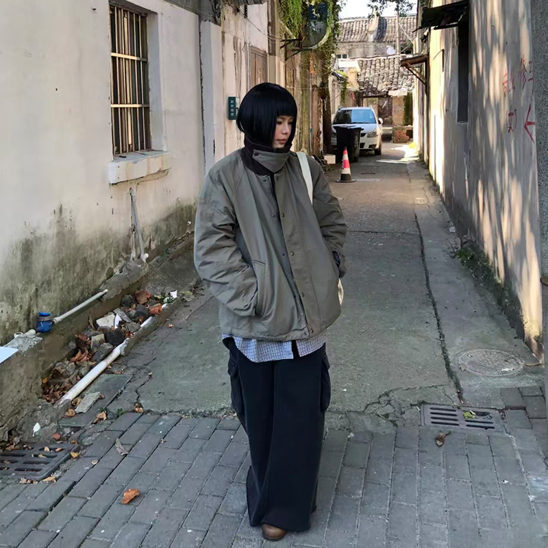 2025冬季新款韩系休闲简约翻领宽松显瘦两面可穿棉服夹克外套女