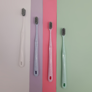 日系马卡龙软毛牙刷超细螺旋毛男女家用待客旅行便捷牙刷套装4支