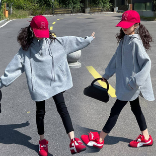 女童卫衣中长款2025秋冬新款加绒韩版童装套头棉外套中大童亲子款