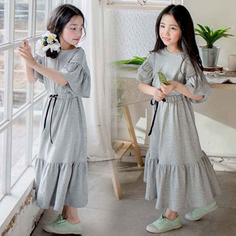 女童套装裙夏装短袖2024新款韩版亲子装纯棉宽松两件套长裙中大童