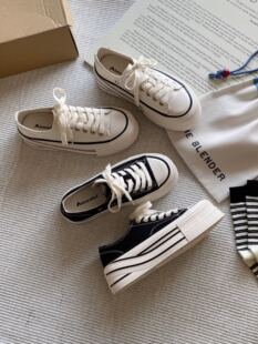 1916厚底中跟真皮鞋 6900 垫增高时尚 韩版 女 2026热卖 系带帆布鞋 款