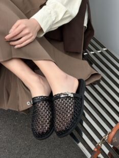 808-2夏新款2026渔网外穿包头半拖透气不闷脚一脚蹬懒人拖鞋女鞋