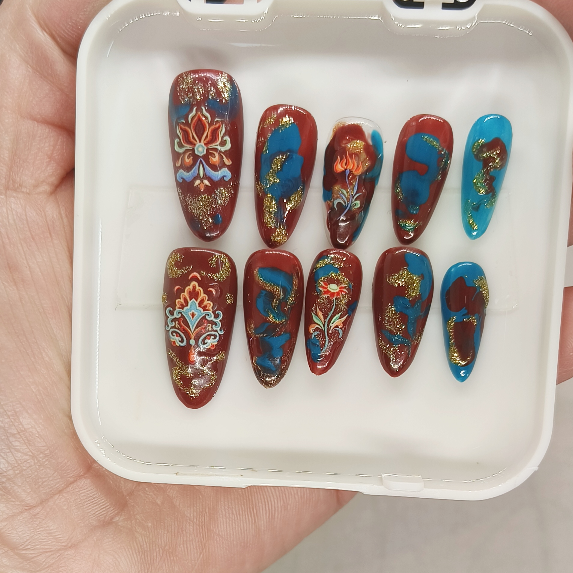 云饰手工穿戴甲秋冬显白敦煌轻奢定制可拆卸甲片