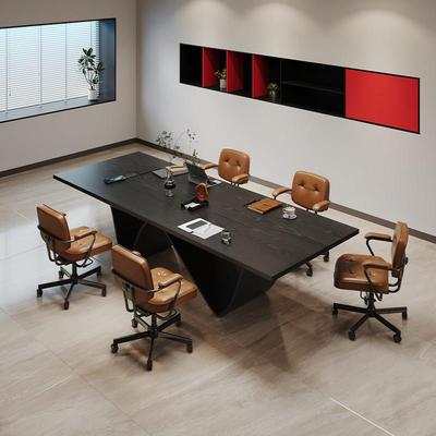 实木创意异形长方形小型6人会议桌轻奢高级感办公桌工作台长条桌