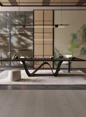 黑色意式极简茶桌2025新款高端侘寂风禅意茶室茶台轻奢现代高级感