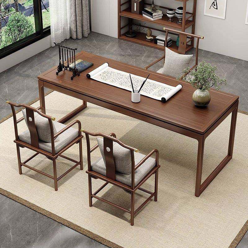 新中式全实木电脑桌家用老榆木书桌办公桌书房写字书法桌毛笔桌子,住宅家具,书桌,淘宝优惠券,粉丝福利购,淘宝优惠卷