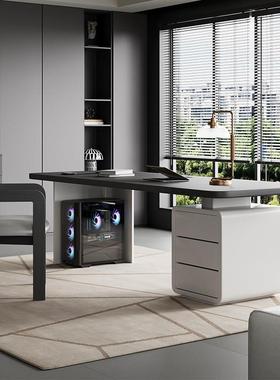 意式黑色实木1米6小空间单人专用老板桌办公桌轻奢高级感2025新款