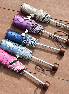 citymoon外贸原单五折雨伞女折叠晴雨两用小巧便携黑胶太阳伞晒