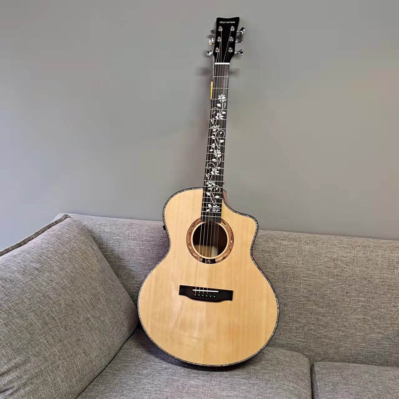 雷蒙斯jf桶常青藤云杉桃花芯全单民谣吉他入门初学进阶专业电箱款