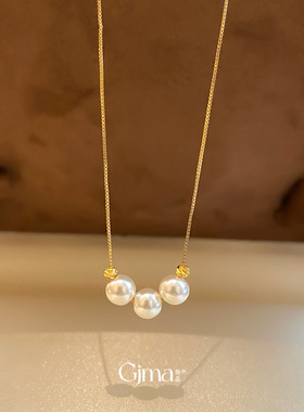 雅柔清隽 吊坠珍珠项链现代简约风锁骨链小众设计感百搭项饰批发