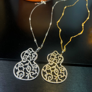 卡家葫芦镂空大号项链轻奢感微镶锆时尚百搭毛衣链女