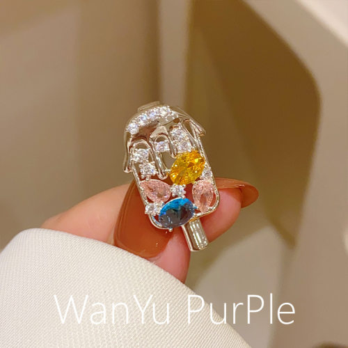 韩版可爱甜美雪糕胸针精致时尚镶钻冰淇淋领针防走光别针胸花送礼