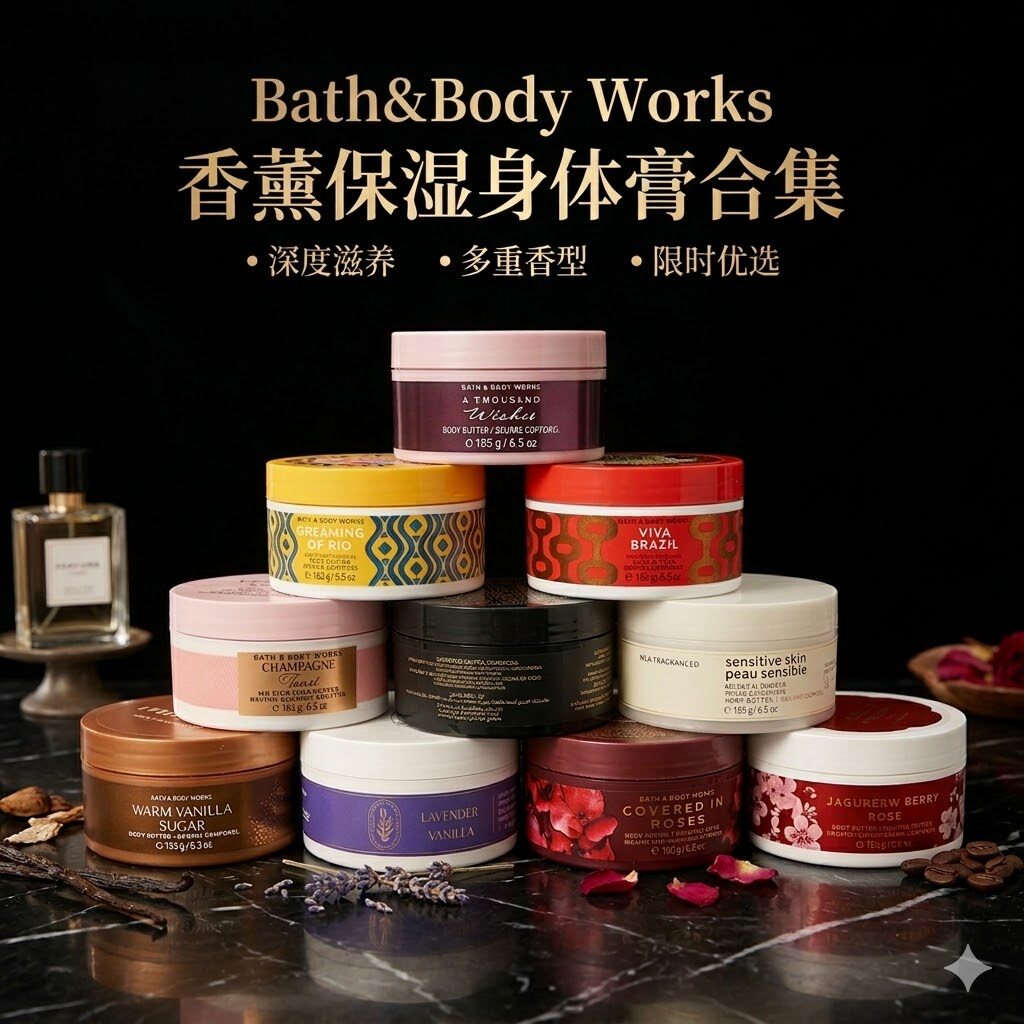 拍两个加拿大发Bath&Body Works BBW香氛保湿滋润身体膏185g合集