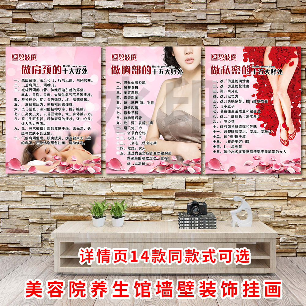 美容院广告碧波庭肩颈胸私密脸背腹臀部宣传海报罐印淋巴装饰挂画
