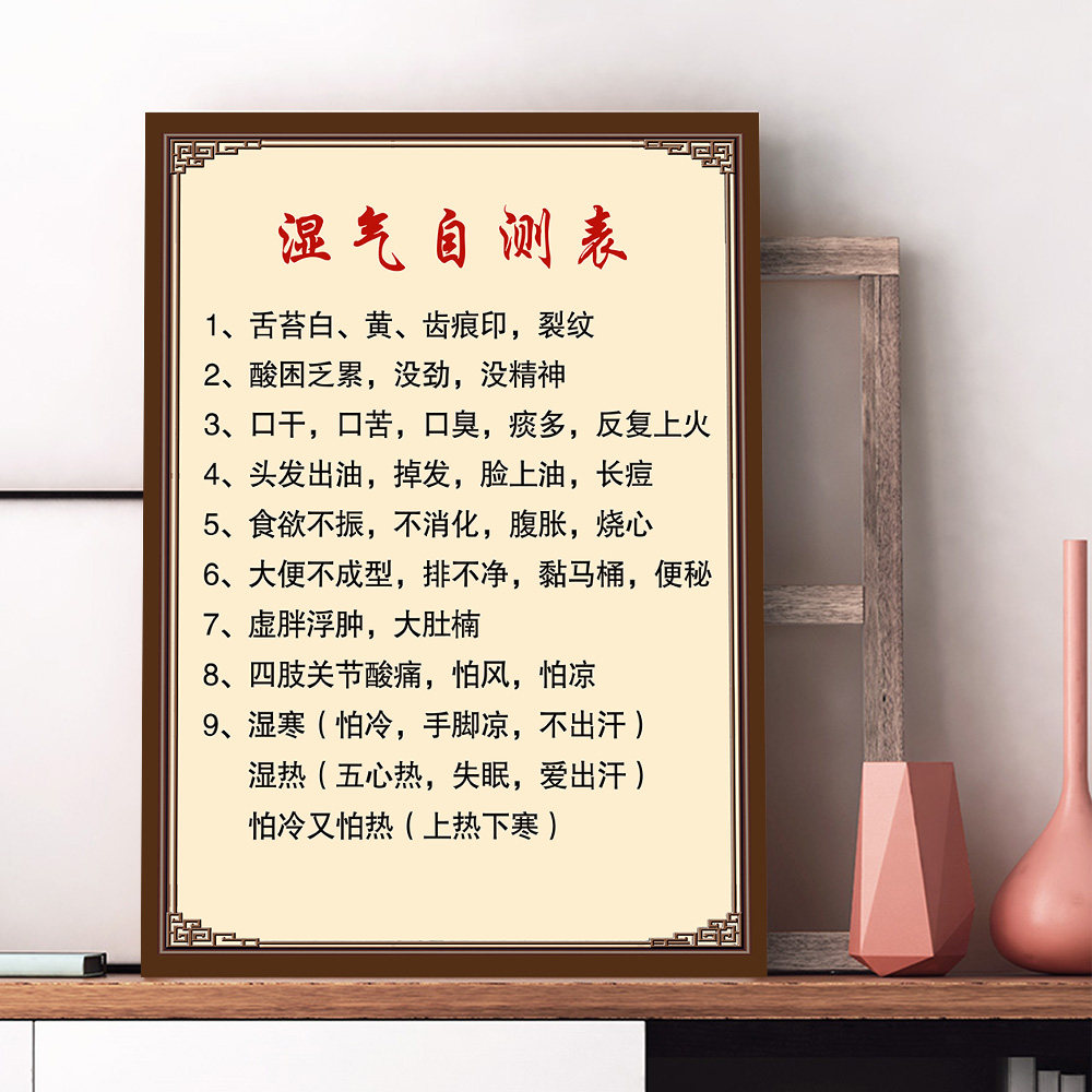 湿气自测表海报定制中医养生馆美容院宣传壁画宣传广告kt展板挂画