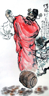 钟馗借醉打鬼 饭店居家装饰画 写意画 国画风格