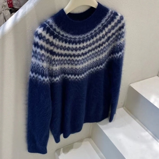 理想冬日 一针一线的继续费尔岛羊绒绵羊毛毛衣  重工拉绒毛衣