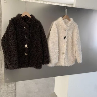 巴黎夜未晚 羊羔毛外套 泰迪熊不同扣子设计
