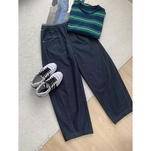 AB双面撞色面料显瘦纸片人香蕉裤 自由旅者 高腰阔腿弯刀裤