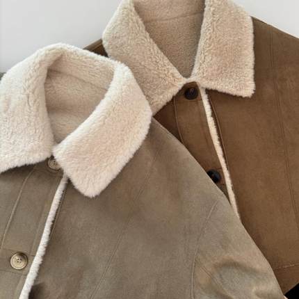 羊羔毛皮毛一体小外套  羊剪绒外套