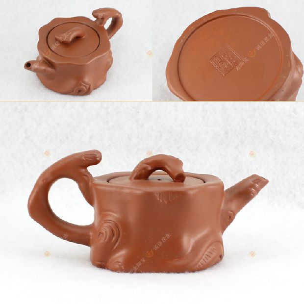 110ml艺术茶壶潮州红泥壶树桩壶