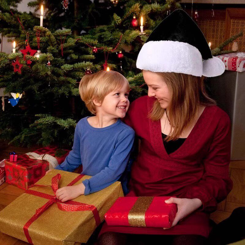 圣诞老人cos拍照道具圣诞帽男女成人毛绒帽圣诞节日氛围装饰头饰