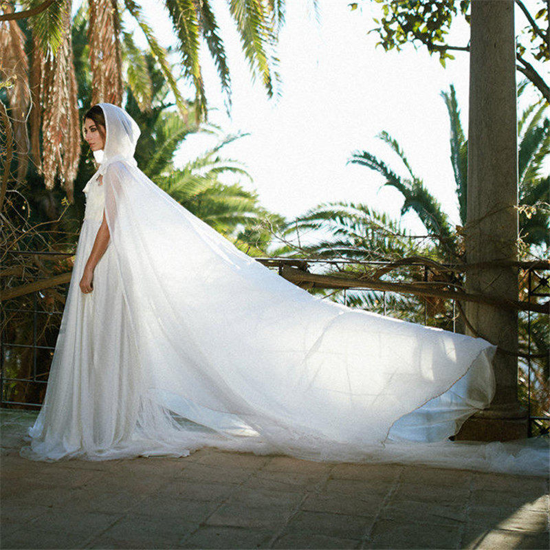 万圣节欧美女士飘逸雪纺披风春秋古装外搭沙滩拍照汉服长拖尾斗篷