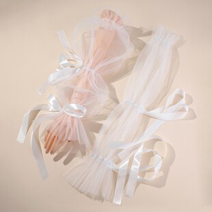 假袖 欧美女士白色网纱袖 套舞台表演道具网纱袖 袖 子 子单层百搭长款